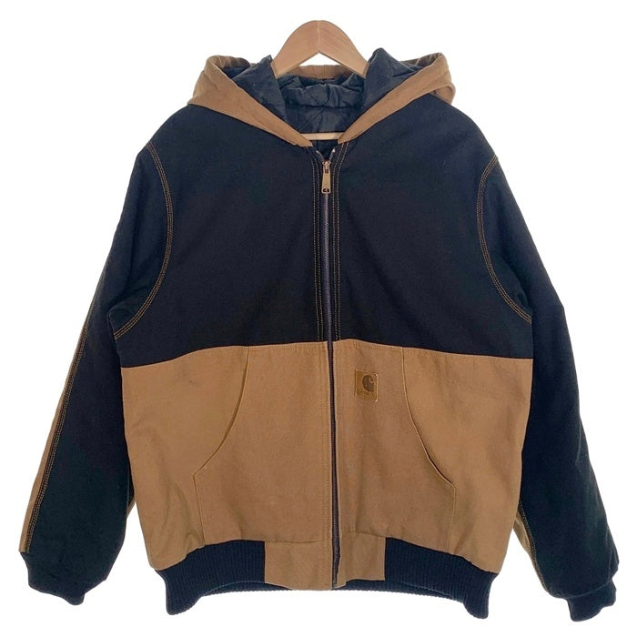 Carhartt カーハート リメイク品 ダック地 ジップアップジャケット パーカー ブラック ブラウン Size L 相当 福生店