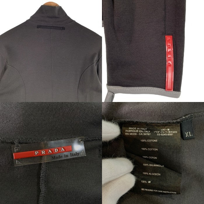 PRADA SPORT プラダスポーツ ハーフジップ コットン スタンドカラー ライナーカットソー チャコールグレー Size XL 福生店