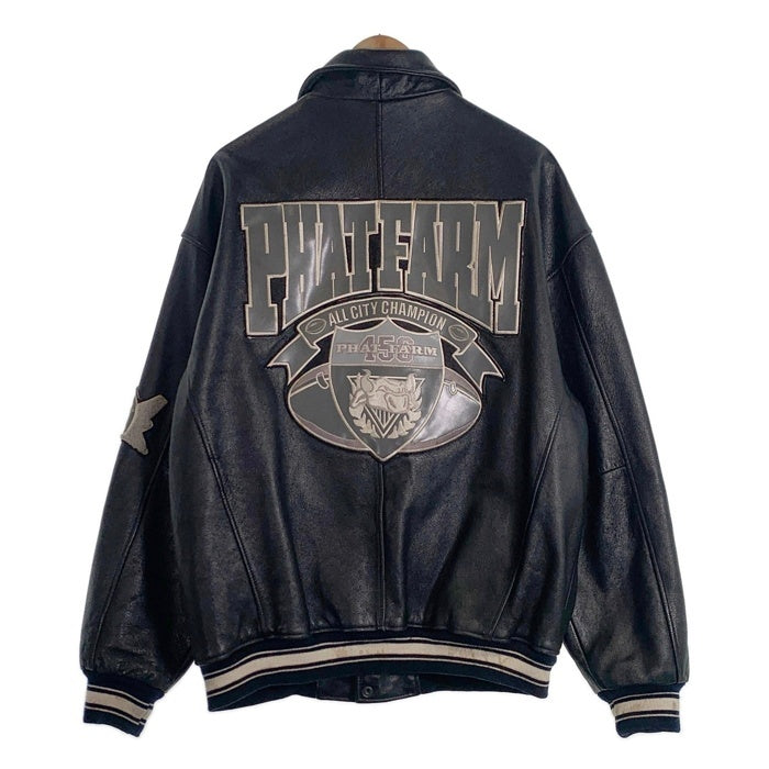PHAT FARM ファットファーム オールレザー スタジャン ワッペン 刺繡 ブラック Size XL 福生店