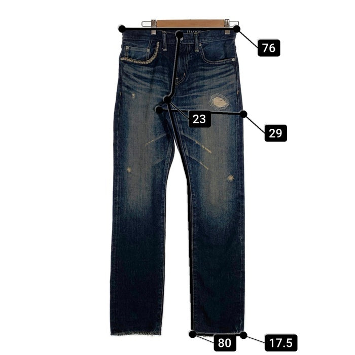 HYSTERIC GLAMOUR ヒステリックグラマー USED/ダメージ加工 スタッズ ストレートデニムパンツ インディゴ 02191AP20 Size 29 福生店