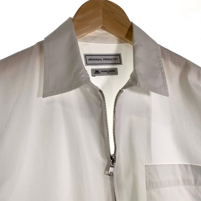 UNIVERSAL PRODUCTS ユニバーサルプロダクツ T.M. ZIP FRONT L/S BLOUSON トーマスメイソン ジップアップブルゾン ジャケット ホワイト コットン 201-60307 Size 2 福生店