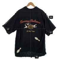 Tommy Bahama トミーバハマ シルク ボーリング刺繡 半袖シャツ 開襟 ブラック Size M 福生店