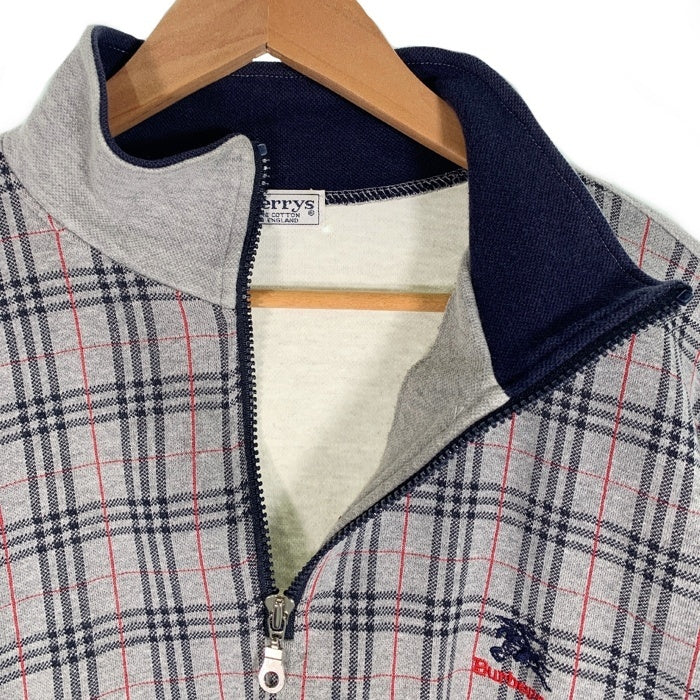 Burberrys バーバリー ハーフジップ プルオーバートップ グレー ノバチェック コットン イングランド製 Size L 福生店
