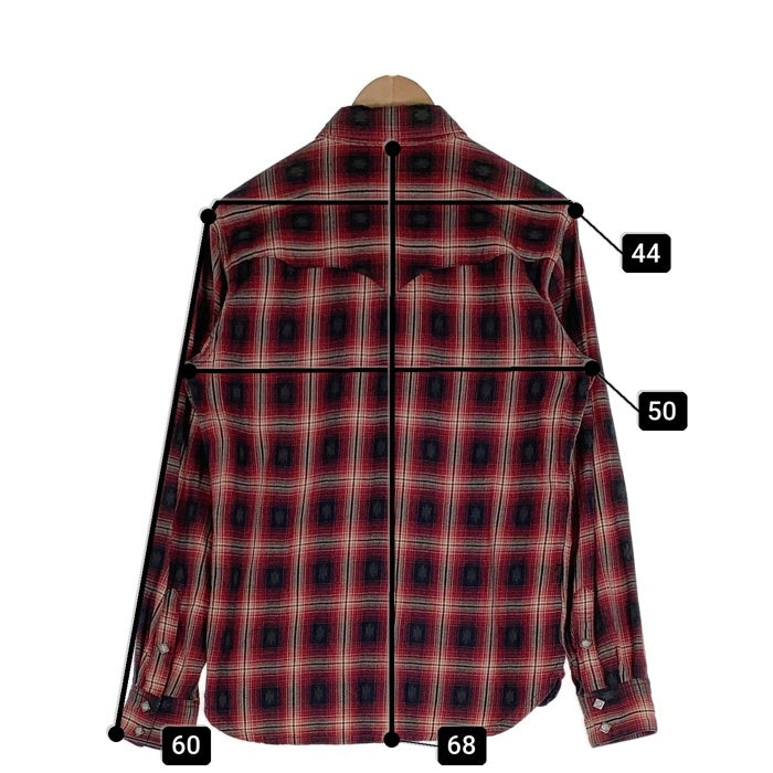THE FLAT HEAD フラットヘッド 長袖 オンブレチェック ウエスタンシャツ ネイティブ柄 レッド CW-44W Size 38 福生店