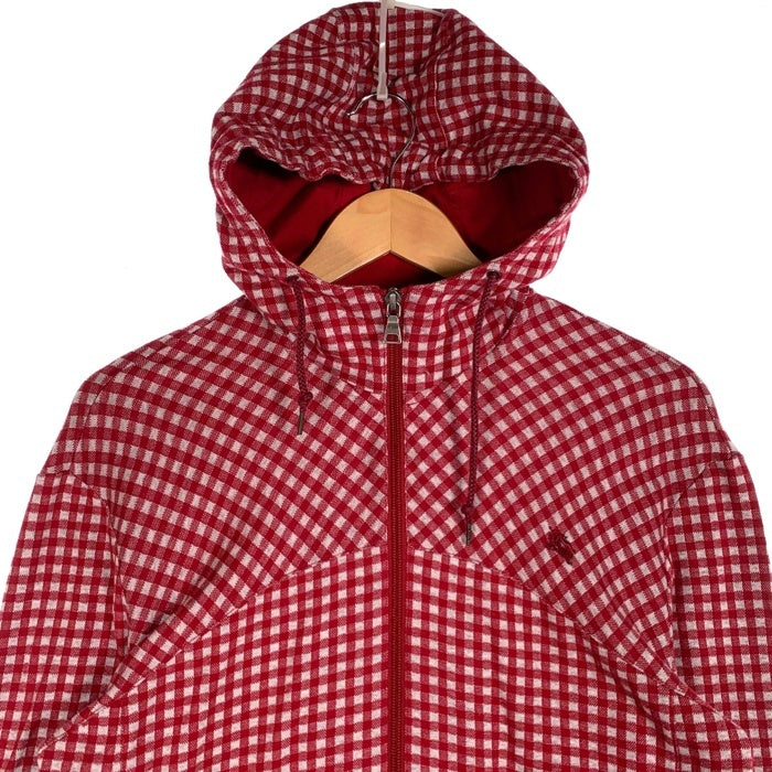 BURBERRY BLACK LABEL バーバリーブラックレーベル ジップアップ コットンパーカー チェック ホース刺繡 レッド BMV04-203-16 Size 3 福生店