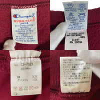 90's Champion チャンピオン REVERSE WEAVE リバースウィーブ 刺繍タグ クルーネック スウェット バーガンディー Size L 福生店