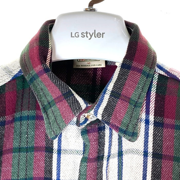FIVE BROTHER ファイブブラザー 90's ヘビーネルシャツ チェック ホワイトxパープル sizeM 瑞穂店