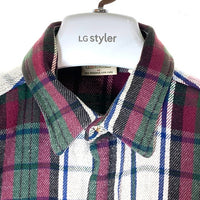 FIVE BROTHER ファイブブラザー 90's ヘビーネルシャツ チェック ホワイトxパープル sizeM 瑞穂店