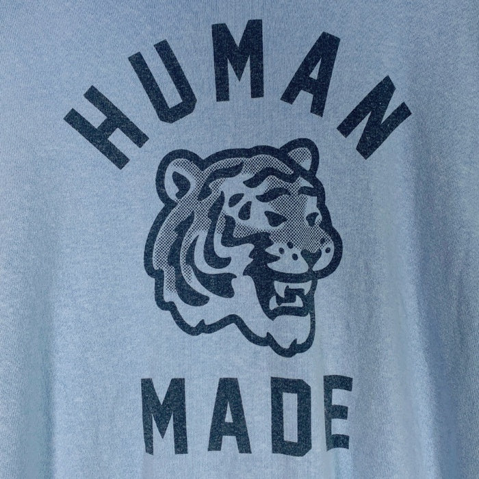 HUMAN MADE ヒューマンメイド タイガー プリント クルーネックスウェットトレーナー 前V ブルー 水色 Size L 福生店