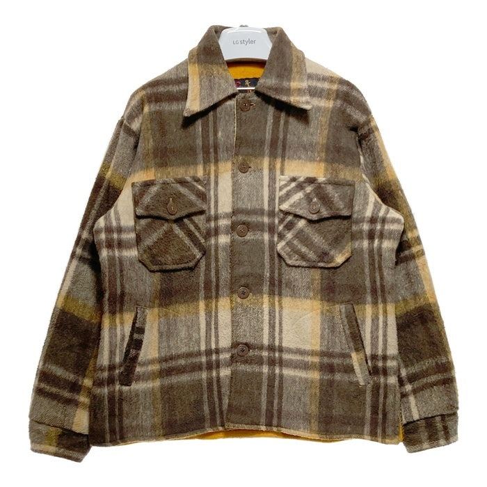 C.P.O. 70's 台湾製 リネン混 ウール チェックCPOシャツ ブラウン size- 瑞穂店