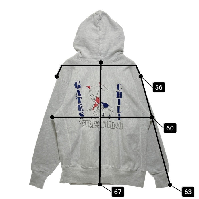 90's Champion チャンピオン GATES CHILI WRESTLING リバースウィーブ スウェットパーカー グレー USA製 Size XL 瑞穂店