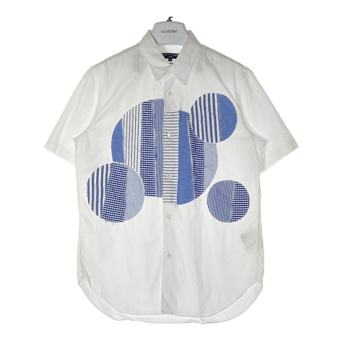 COMME des GARCONS HOMME コムデギャルソンオム ストライプパッチワーク 半袖シャツ HQ-B034 AD2015 ホワイト sizeM 瑞穂店