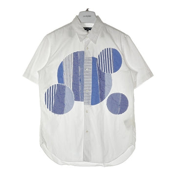 COMME des GARCONS HOMME コムデギャルソンオム ストライプパッチワーク 半袖シャツ HQ-B034 AD2015 ホワイト sizeM 瑞穂店