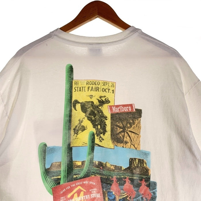 Marlboro マルボロ CACTUS RODEO プリントポケットTシャツ ホワイト サボテン Hanes USA製 Size XL 福生店