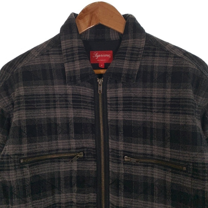 SUPREME シュプリーム 19AW Quilted Plaid Zip Up Shirt キルテッドプラッドジップアップシャツ チェック柄 ブラック Size S 福生店