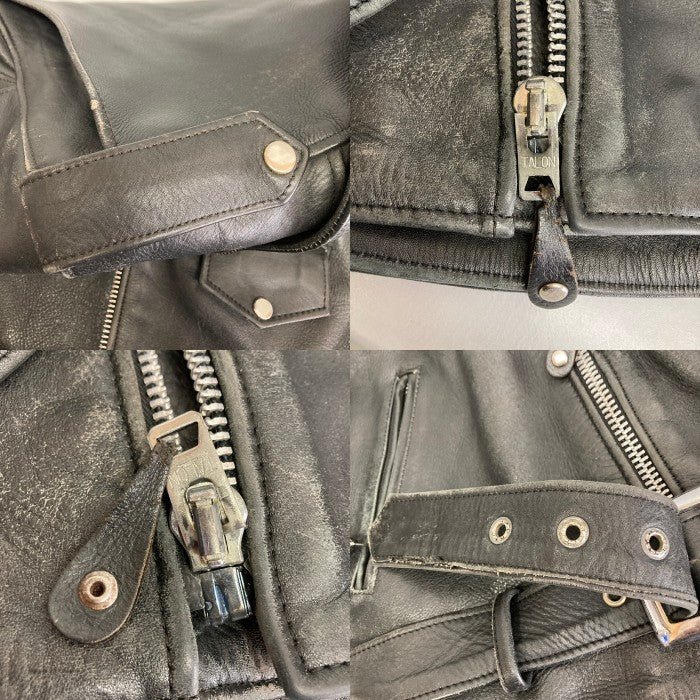 FIRST Genuine Leather ファーストジェニュインレザー TALONジップ ダブル ライダースジャケット ブラック size38 瑞穂店