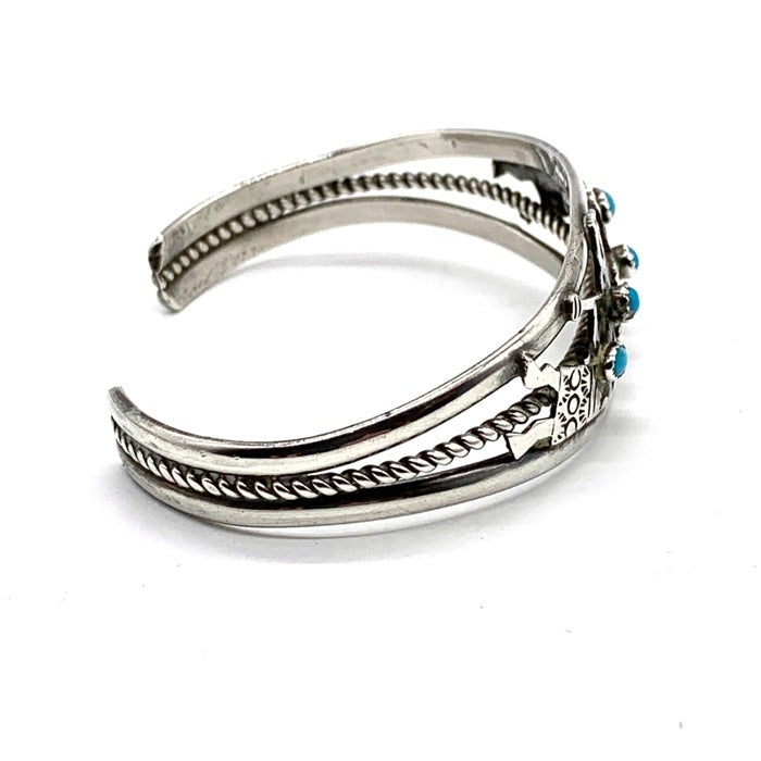 ナバホ族 S,WILSON ココペリ ターコイズ シルバーバングル STERLING 福生店