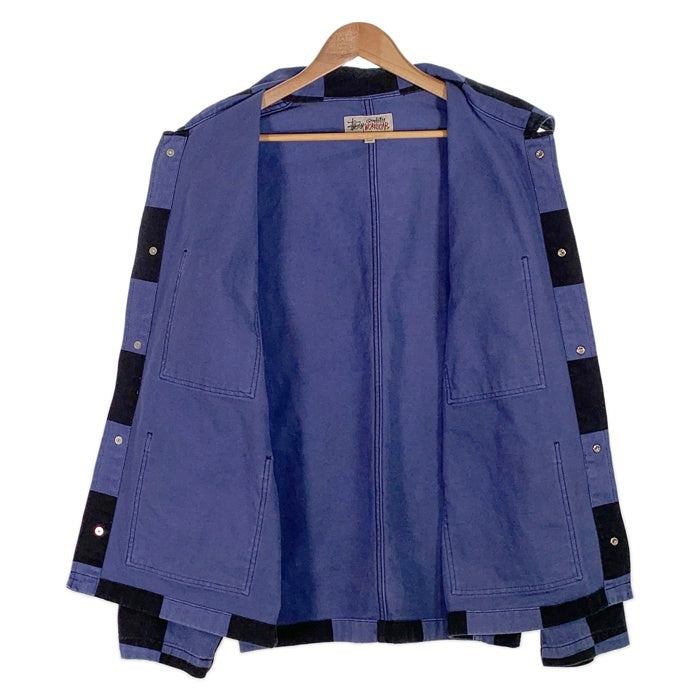 STUSSY ステューシー WORK GEAR Big Ol Check Chore Coat チェック チョアコート カバーオール ブラック ブルー 115573 Size L 福生店