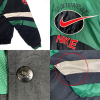 90's NIKE ナイキ Quilted Nylon Sports Jacket 中綿 ナイロンジャケット グリーン ブラック ホワイト USA製 Size XL 福生店