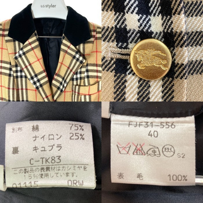 Burberrys OF LONDON BLUE LABEL バーバリーズ オブ ロンドン ブルーレーベル カシミア混 金ボタン テーラードジャケット ブラウン size40 瑞穂店