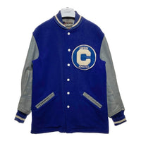 60's WHITING ホワイティング 袖レザー ウール スタジャン ロング ネイビー グレー Size 38 瑞穂店