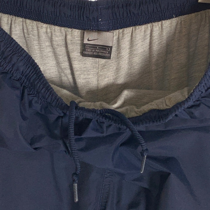 00's NIKE ナイキ ナイロン パンツ サイドライン ネイビー ホワイト 裾スウッシュ 裾ポケット Size L 福生店