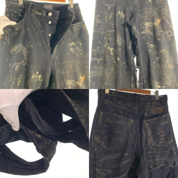 BALENCIAGA バレンシアガ 23SS SUPER DESTROYED BAGGY スーパーデストロイ バギージーンズ ダメージ加工 ブラック 745248 Size S 福生店