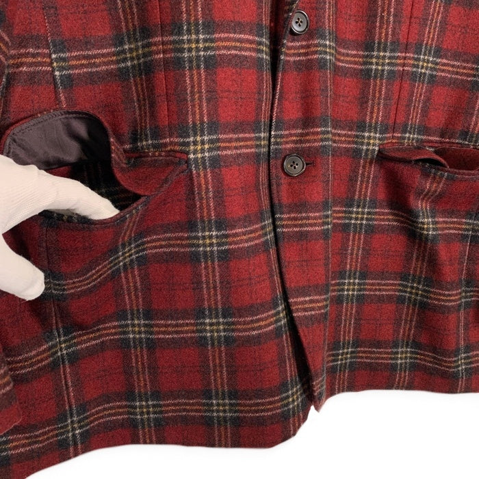 Brooks Brothers ブルックスブラザーズ ウール チェック柄 2B テーラードジャケット レッド ネーム刺繡 Size 42R 福生店