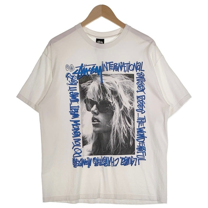 00's  STUSSY ステューシー LAURA TEE 半袖 Tシャツ ホワイト ブルー Size L 福生店