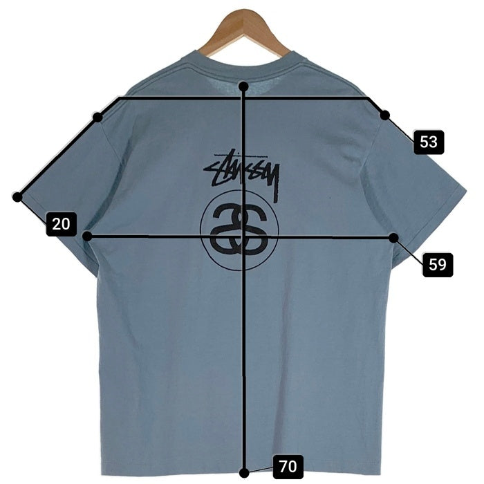 80's STUSSY ステューシー シャネルロゴ 半袖 Tシャツ ライトブルー Size XL 福生店