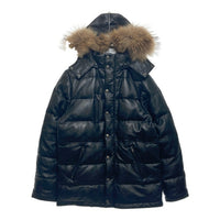 Liugoo Leathers リューグーレザーズ ラムレザー ロングダウンコート ジャケット ファー ブラック Size L 瑞穂店