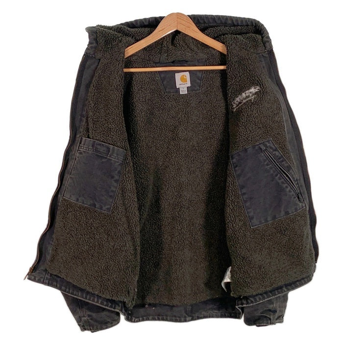 Carhartt カーハート Sherpa Lined Jacket ダック シェルパラインド ジャケット 内ボア J141 刺繡 ワッペン ブラック Size L-R 福生店
