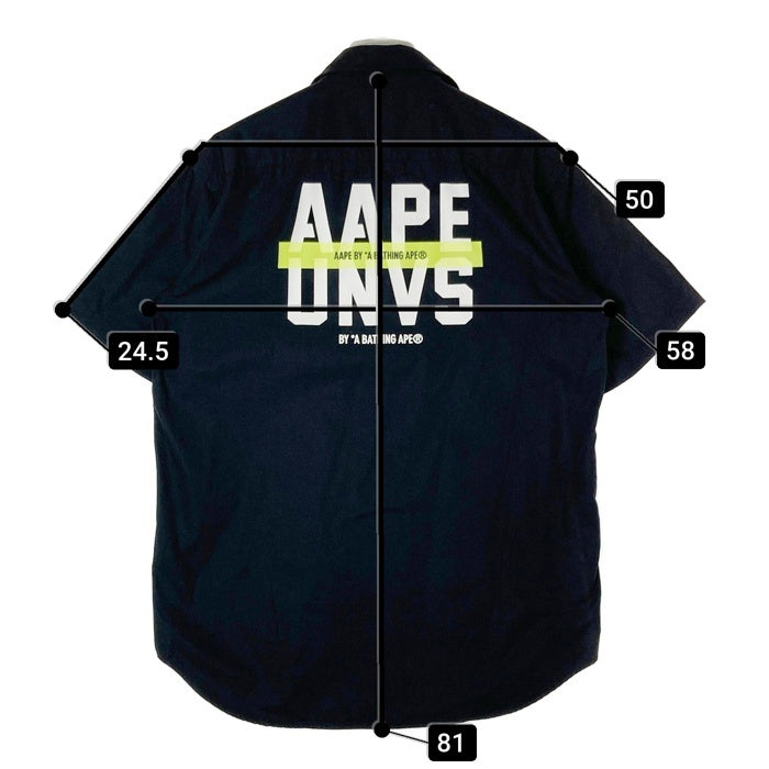 AAPE エーエイプ AAPSRM8317XXC UNVS GRAPHIC SHIRT UNVS グラフィック シャツ ブラック sizeXL 瑞穂店