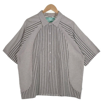 BRIGADE ストライプ ショートスリーブシャツ 半袖 ホワイト グレー Size M 福生店