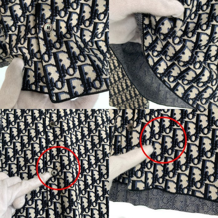 Christian Dior クリスチャンディオール Oblique Overshirt 長袖 ロングスリーブ オブリーク ジャガード オーバーシャツ ネイビー ホワイト 023M550AT099 Size XL 福生店