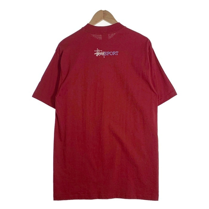 90's STUSSY ステューシー BASIC-S Tee Sプリント Tシャツ ボルドー USA製 白タグ デッドストック Size L 福生店