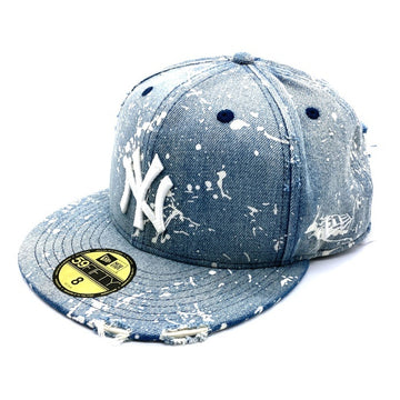 NEW ERA ニューエラ NEW YORK YANKEES デニムペイントダメージ加工 ベースボールキャップ ライトインディゴ size8(63.5cm) 瑞穂店