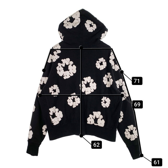 READYMADE レディメイド DENIM TEARS デニムティアーズ COTTON WREATH HOODIE コットンリースフーディ プルオーバースウェットパーカー ブラック ホワイト RE-DT-BK-00-00-08 Size L 福生店