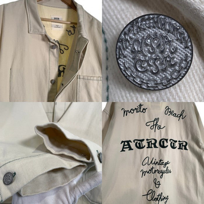 ATRCTR アトラクター Washed locomotive jacket 25 ウォッシュドロコモーティブジャケット カバーオール 刺繡 ホワイト Size 2 福生店