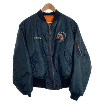 ALPHA アルファ MA-1 フライトジャケット AIR SUPPORT DIVISION 刺繡 ネイビー USA製 Size L 福生店