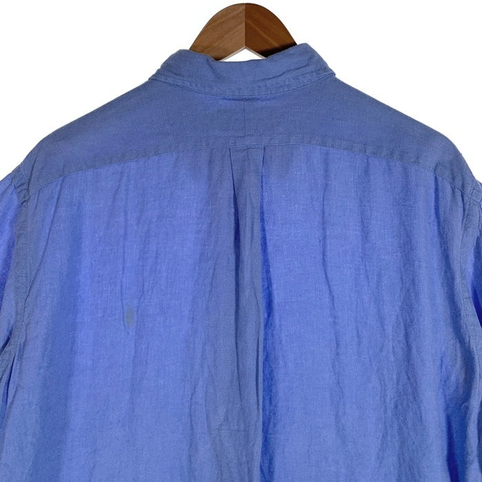 Ralph Lauren ラルフローレン リネン 半袖 ボタンダウン シャツ ブルー Size XL 福生店