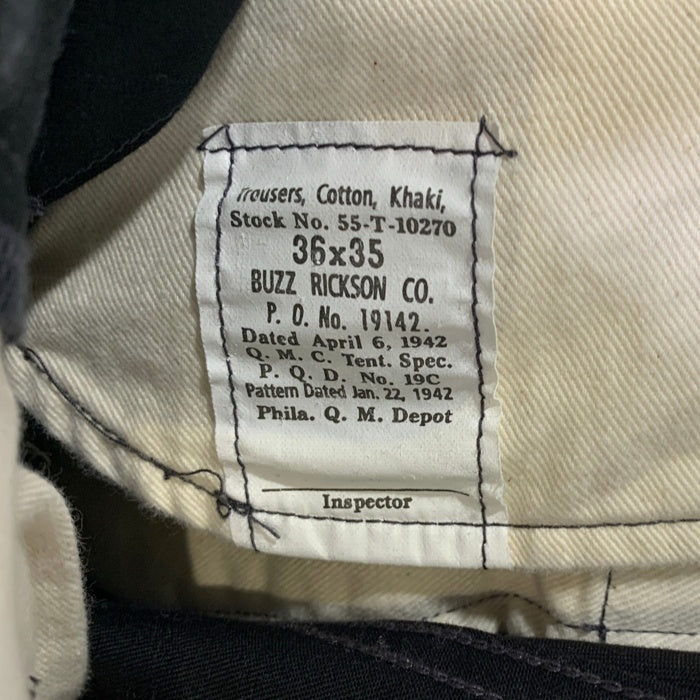 BUZZ RICKSON'S バズリクソンズ Williams Gibson Collection MILITARY CHINOS 1942 MODEL チノ パンツ ブラック  BR41860 Size WAIST 36 INSEAM 35 福生店