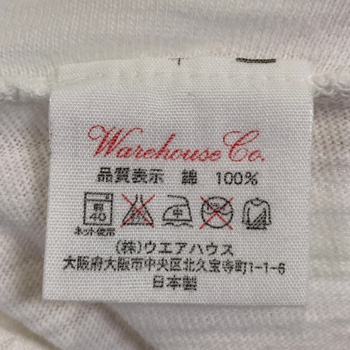 WAREHOUSE ウエアハウス FLINTKNAPPING FIELD SCHOOL リンガーTシャツ ホワイト マスタード Size M 福生店