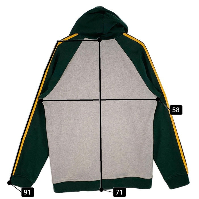 adidas アディダス 21AW NOAH ノア  Striped Hoody ストライプフーディ プルオーバースウェットパーカー グレー グリーン HC4305 Size 2XO 福生店