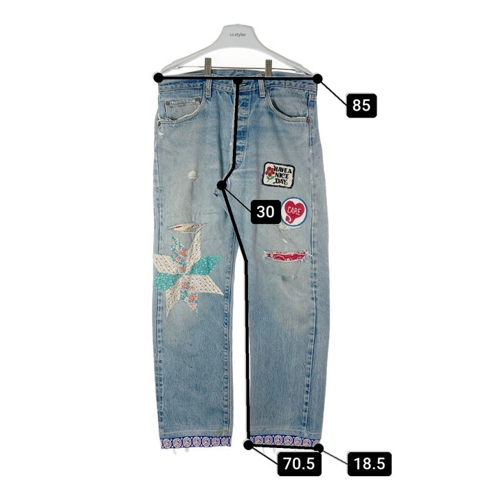 Levi’s リーバイス 501 USA製 ボタン裏6 66後期 8％表記 バックポケットチェーン デニムパンツ ライトインディゴ size- 瑞穂店