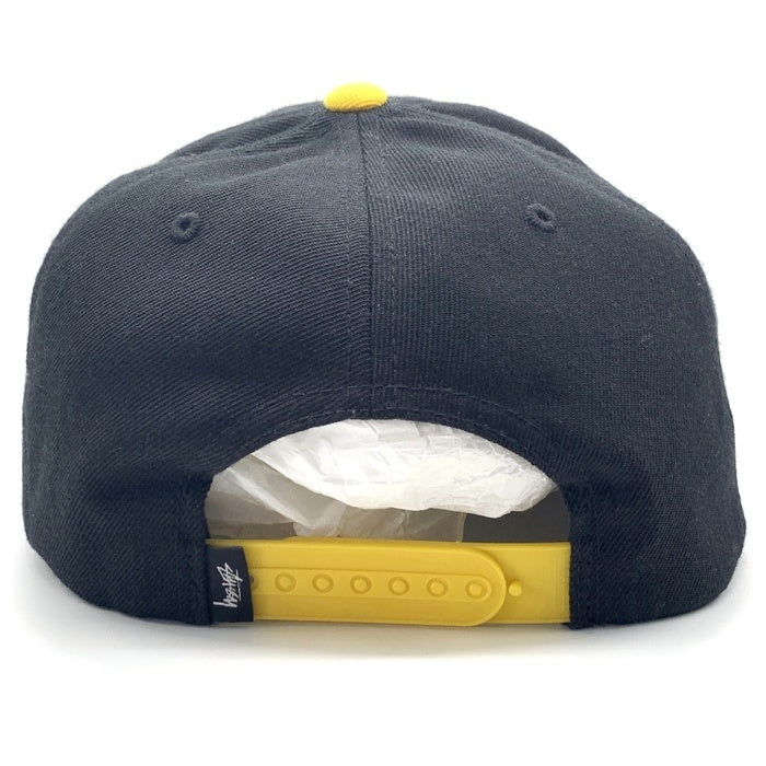 STUSSY ステューシー 14AW Stock Lock 2 Tone Snapback Cap ストック SSリンクロゴ 刺繡 2トーン スナップバックキャップ ブラック イエロー 131348 福生店