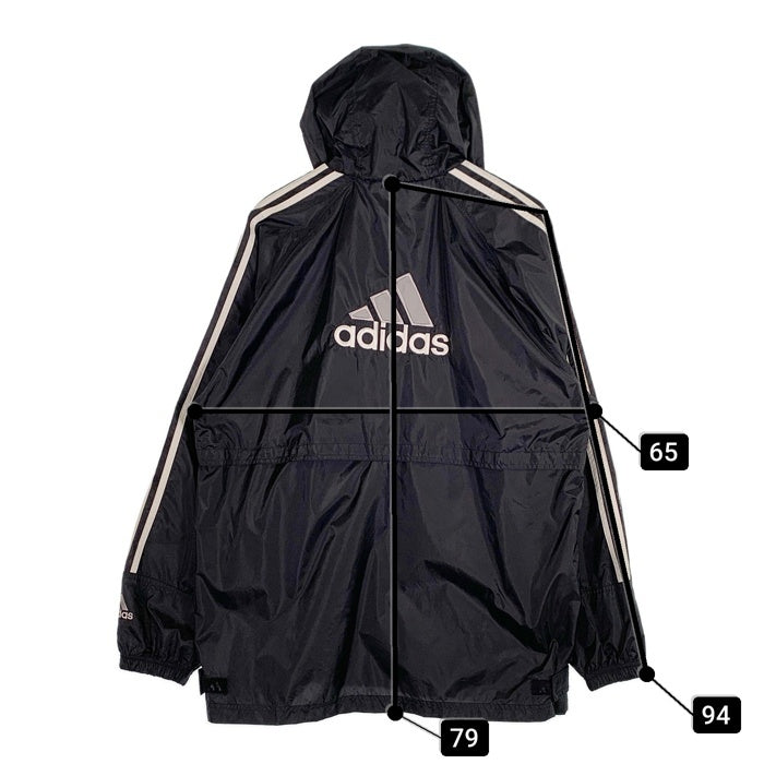 90~00's adidas アディダス ナイロン ジップアップパーカー ジャケット ブラック 薄手 AHN001 Size O 福生店