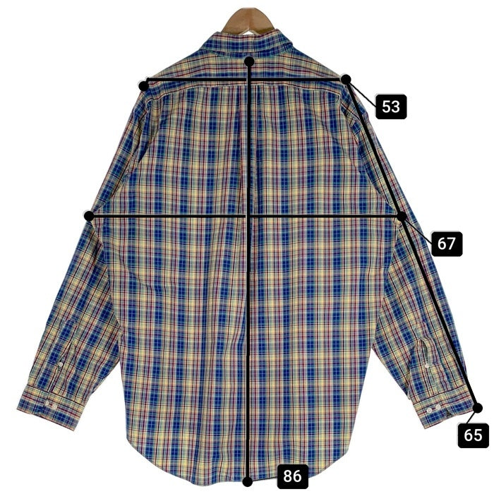 RALPH LAUREN ラルフローレン 長袖 ボタンダウンシャツ チェック イエロー ブルー Size 17/XL 福生店