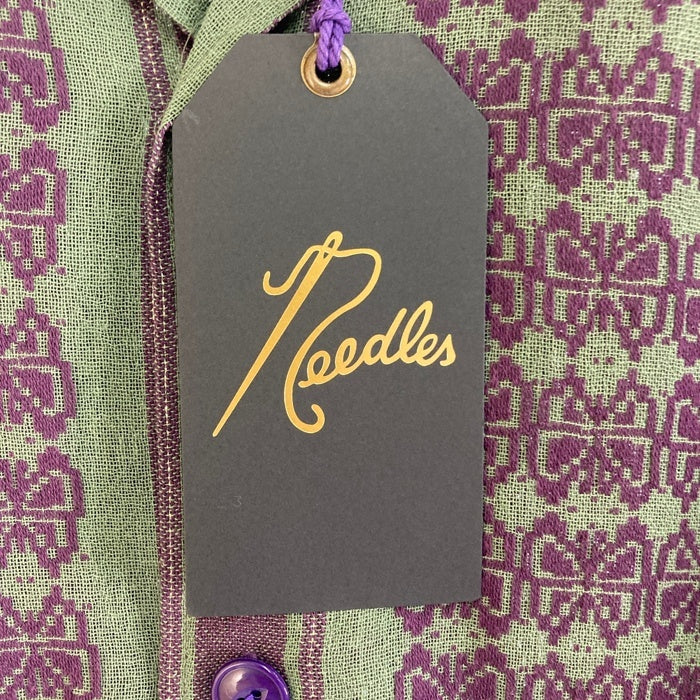 Needles ニードルズ 23SS Cabana Shirt カバナシャツ 開襟 半袖 ジャカード グリーン パープル MR242 Size M 瑞穂店