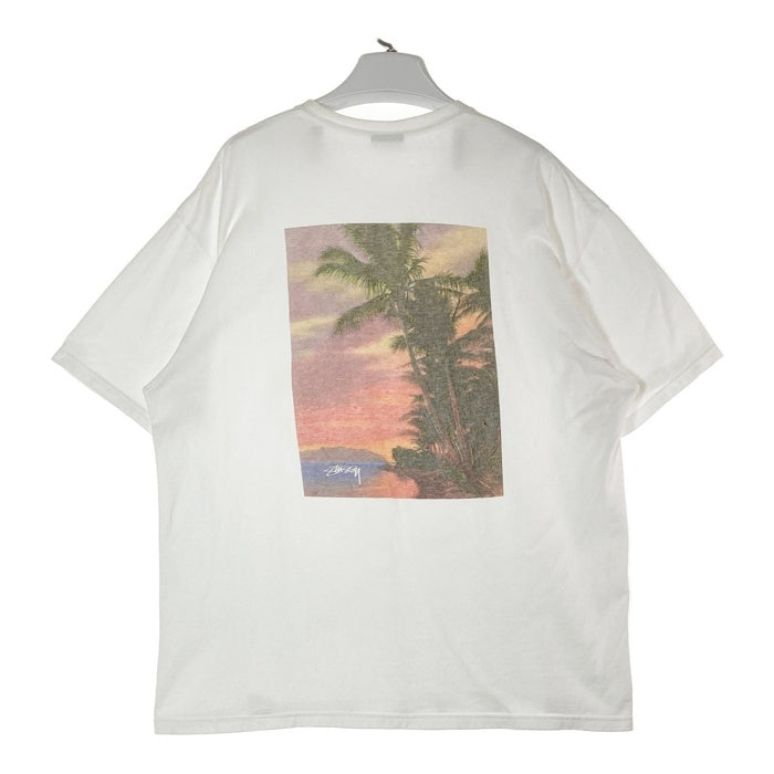 STUSSY ステューシー パームツリー バックフォトTシャツ ホワイト sizeXL※襟汚れあり★ 瑞穂店